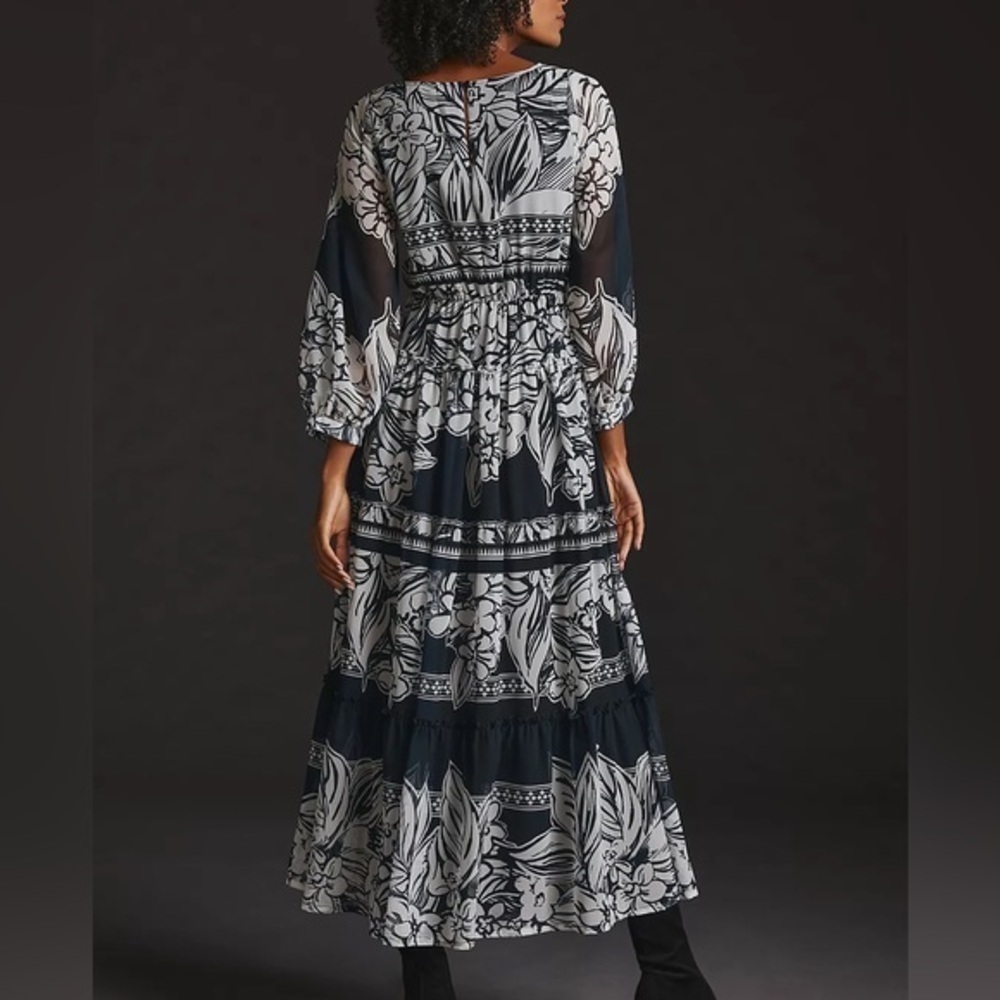Anthropologie Vineet Bahl Tiered Long-Sleeve Dress - Picture 7 of 9